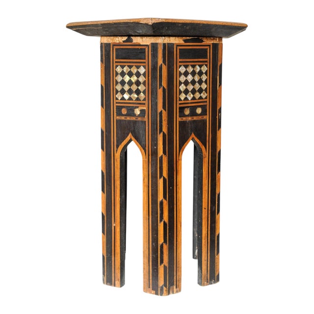 Wood 19th Century Moroccan Hexagonal Pedestal Table, 1890s For Sale - Image 7 of 9