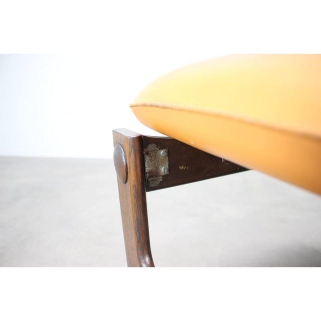 Mid-Century Modern German Sculptural Wooden Chair with Orange Faux Leather, 1970s For Sale - Image 16 of 17