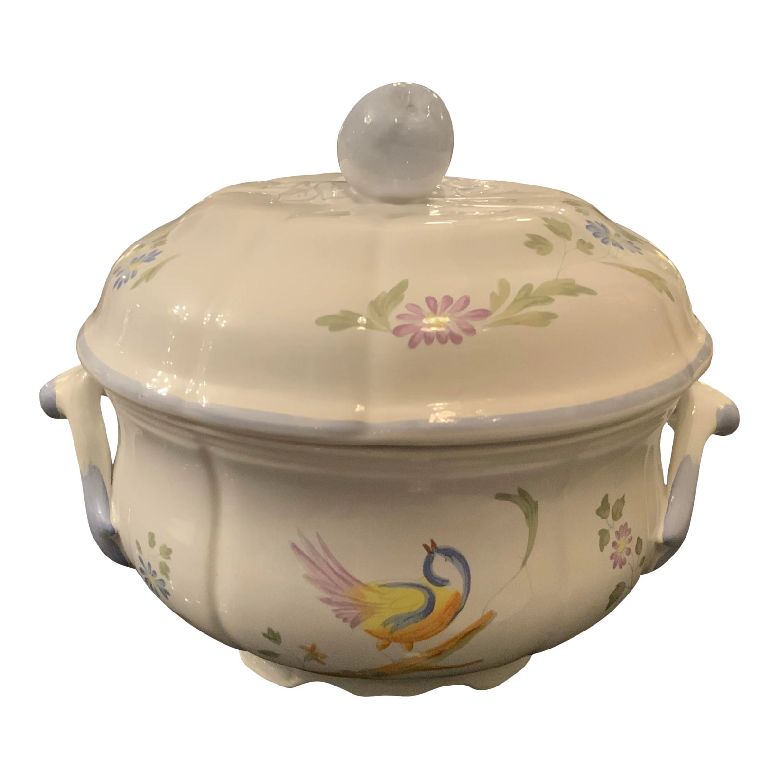 Vintage Longchamp French Hand-Painted Porcelain Perouges Round Tureen ...