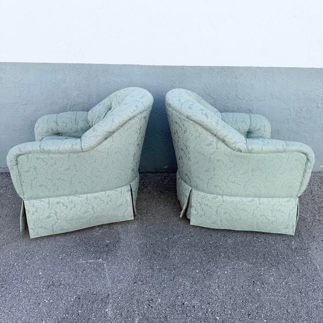 Traditional Vintage Mid Century Tufted Button Club Chairs by Ethan Allen - A Pair For Sale - Image 3 of 11