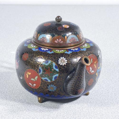 Cloisonné Teapot and Sugar Bowl with Floral Decor, Set of 2 For Sale - Image 17 of 18