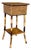 Late 19th Century Restored Scorched Bamboo Sewing Stand With Woven Rattan Top For Sale