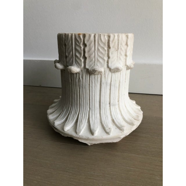 White Antique Early 19th Century French Marble Egyptian Revival Column Capital Artifact For Sale - Image 8 of 8