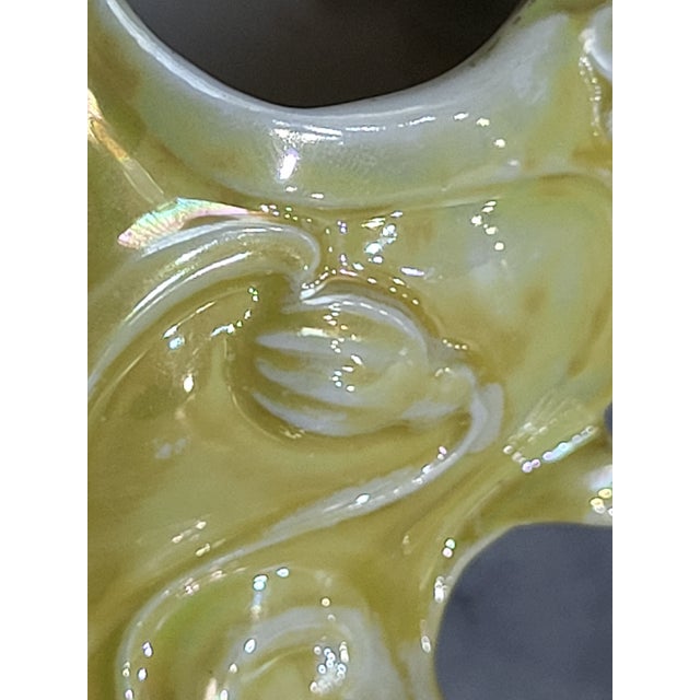 Vintage Victorian Hand Painted Porcelain Floral Twin Handled Vase For Sale - Image 10 of 13