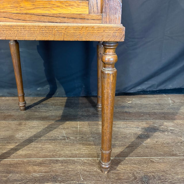 French Louis XVI Revival Oak Marble Top Night Stands -a Pair For Sale - Image 10 of 12