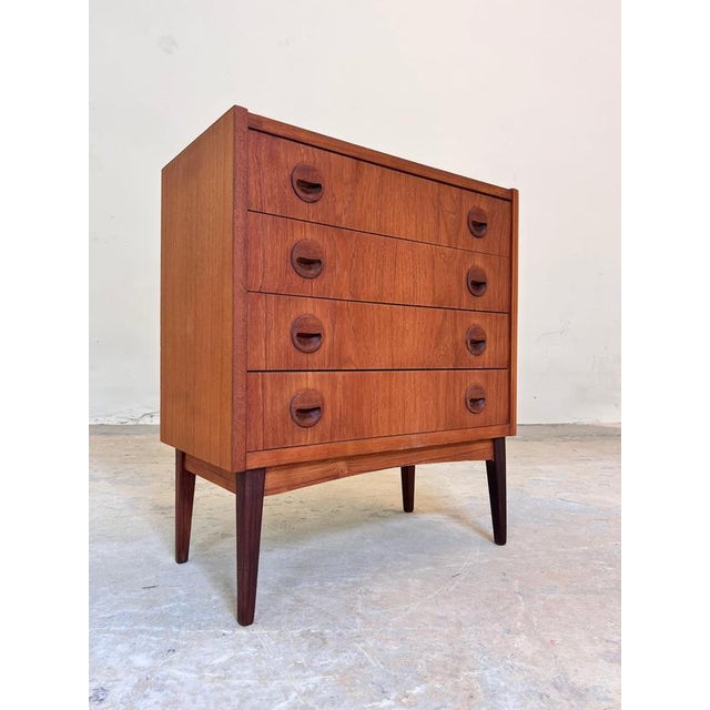 Danish Teak Chest of Drawers with Round Recessed Handles For Sale - Image 3 of 11