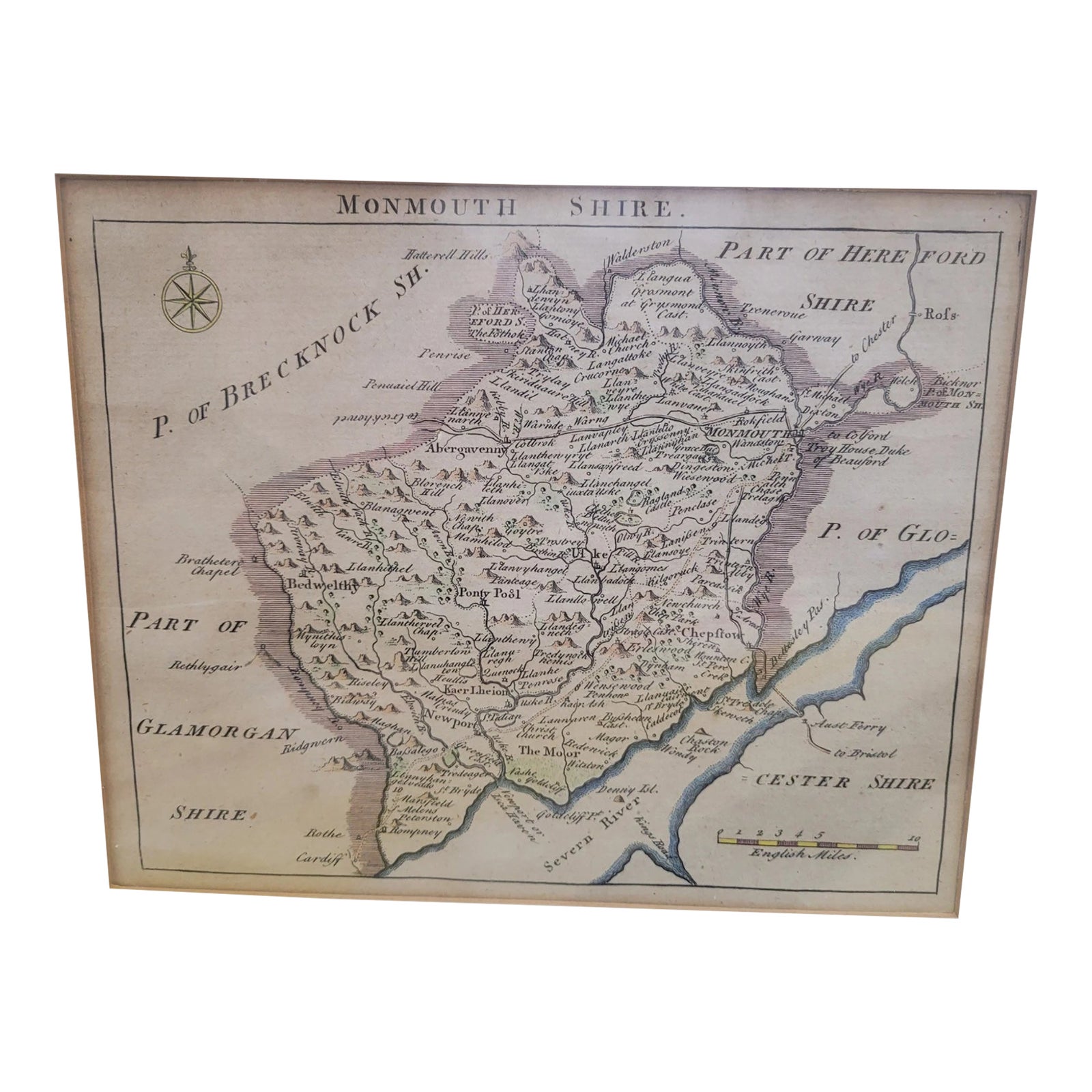 1769 John Rocque Map of Monmouthshire, Wales – Hand-Colored Copper ...