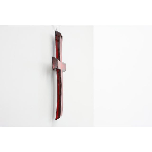 Red Red Glazed Ceramic Cross by Vandeweghe for Amphora, Belgium, 1960 For Sale - Image 8 of 11