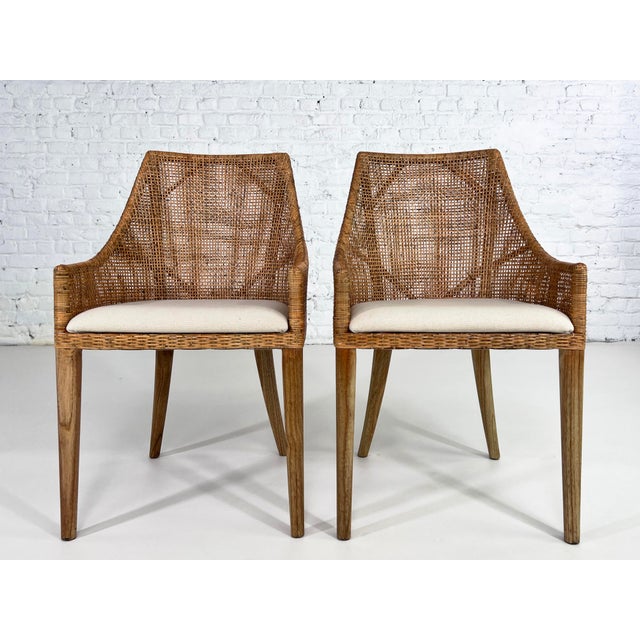 Wood and Rattan Bar Stools, Set of 4 For Sale - Image 13 of 15