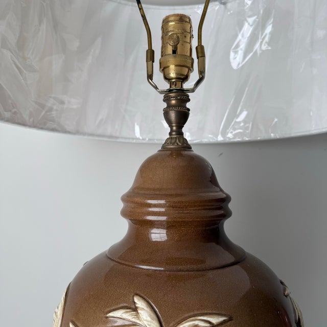 1970s Palm Tree Bamboo Relief Table Lamp For Sale In Charleston - Image 6 of 10