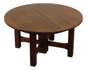 Gustav Stickley Antique Round Mission Oak Expandable Five-Leg Dining Table