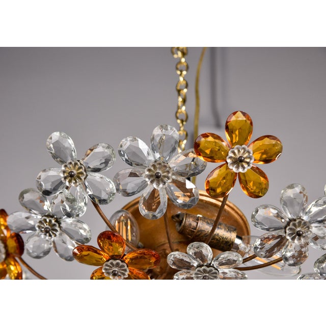 Mid Century Maison Bagues Style Crystal Flower Flush Mount Fixture For Sale - Image 12 of 12