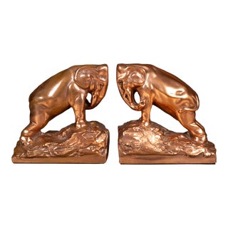 Art Deco Copper Plated Elephant Bookends C.1920-1930 For Sale
