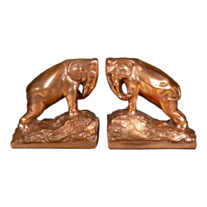 Art Deco Copper Plated Elephant Bookends C.1920-1930