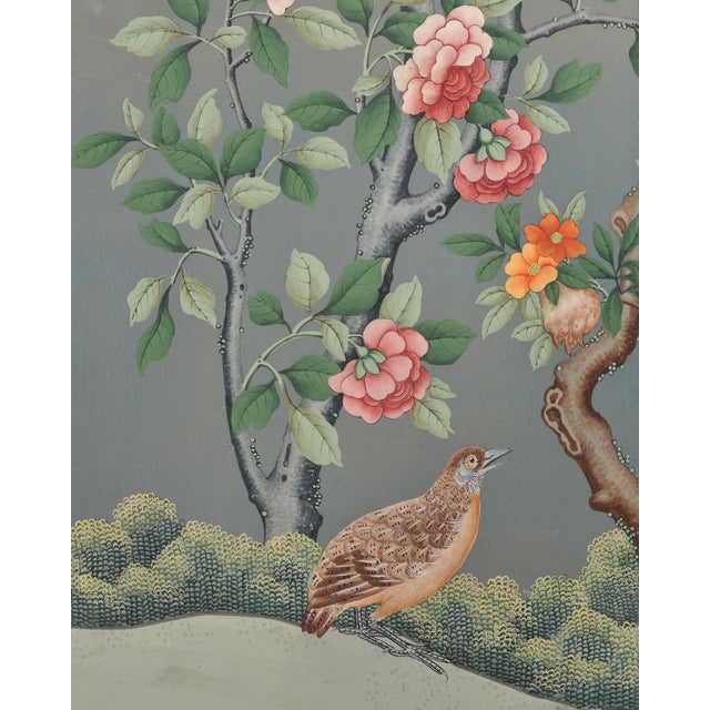 Gracie Style 8 Panel Chinoiserie Painted Wallpaper Screen 12 Ft For Sale - Image 15 of 18