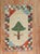 A late-20th century Gabbeh rug with a checkered colorful border surrounded by a stand-alone tree on a camel ground woven...