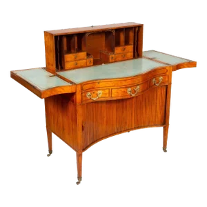 George III Satinwood and Marquetry Harlequin Writing Table