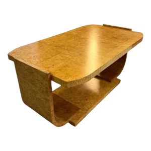 Antique 1920s Art Deco Book Matched Burl Maple Coffee Table Stand