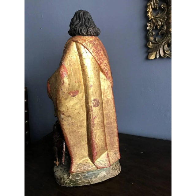 Mid 19th Century Spanish Colonial Antique Santo Figure For Sale - Image 5 of 11