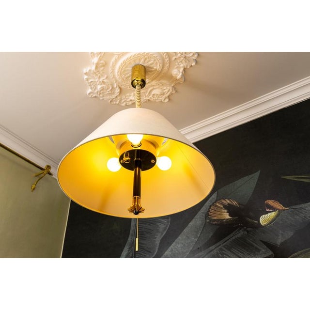 Beige Large Adjustable Brass and Light Beige 5-Light Pendant Lamp, 1980s For Sale - Image 8 of 18