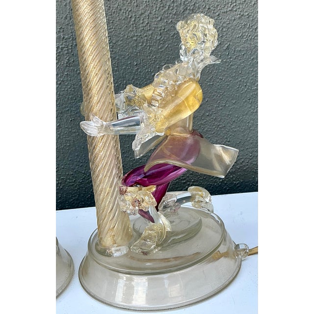 Vintage Italian Barovier and Toso Murano Glass Figurative Lamps For Sale - Image 10 of 12