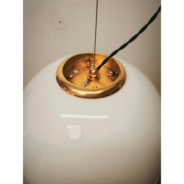 Leucos Suspension with Brass Frame by Roberto Pamio, 1980s For Sale - Image 4 of 16