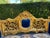 Late 20thC French Louis XVI Blue Velvet Antique Gold Beech Settee For Sale - Image 4 of 14