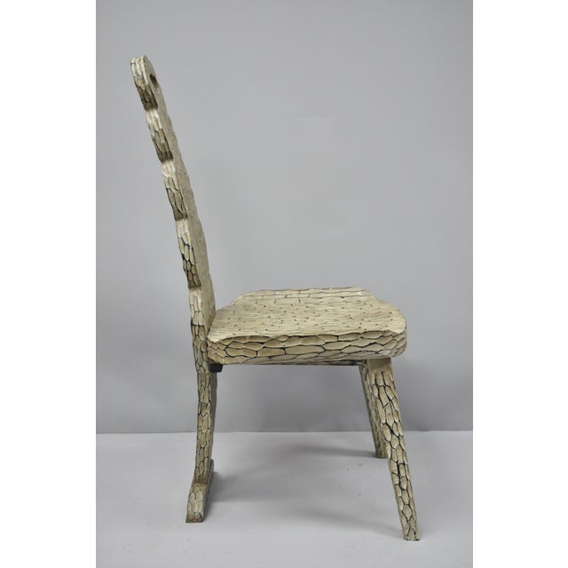 Contemporary High Back Carved Wood Side Chair Chairish