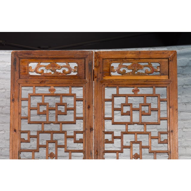 Chinese Qing Dynasty 19th Century Architectural Panels with Fretwork - A Pair For Sale - Image 11 of 12