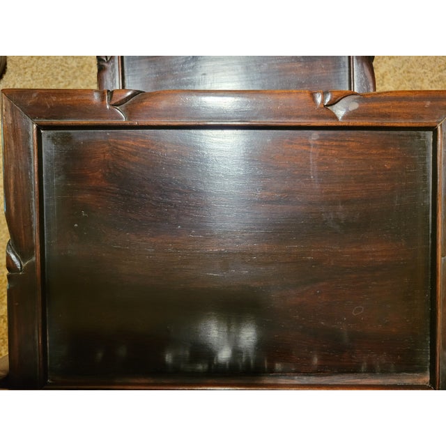 Chinese Antique Carved Chinese Rosewood Four Nesting Tables For Sale - Image 3 of 11