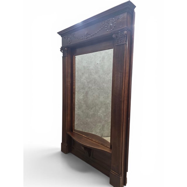 Monumental Restored Chicago Architectural Salvage Mahogany Pier / Hall Mirror An monumental Chicago architectural salvage...