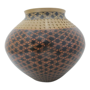 Mata Ortiz Amalia Mora Mexico Geometric Diamond Eye Dazzler Pottery Vessel Vase