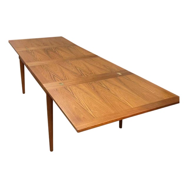 Late 20th Century Teak Danish Pullout Leaves Dining Table For Sale
