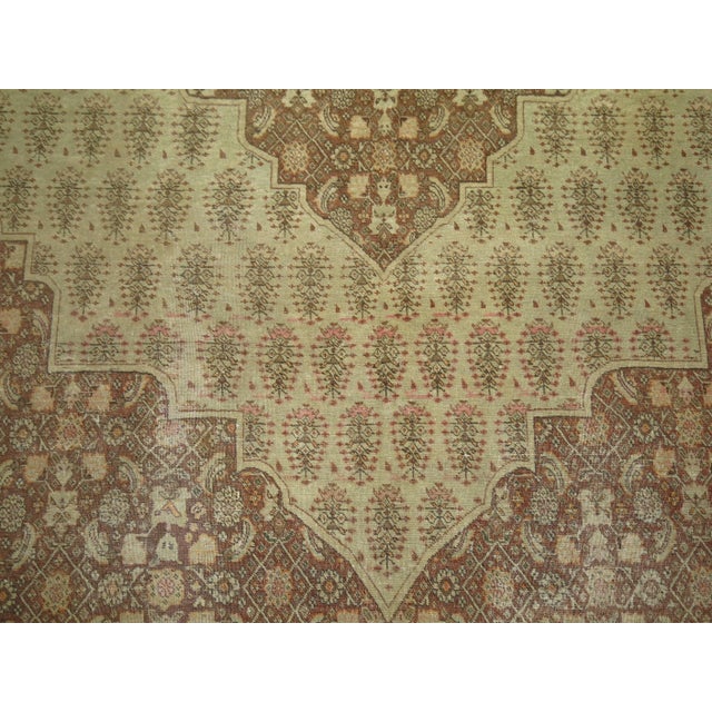 Antique Persian Tabriz Rug Herati Pattern in Brown and Cinnamon Tones For Sale - Image 4 of 18