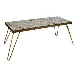 Mid-Century Mosaic Plant Stand with Hairpin Legs, 1950s For Sale
