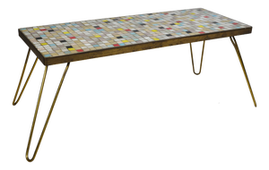 Mid-Century Mosaic Plant Stand with Hairpin Legs, 1950s
