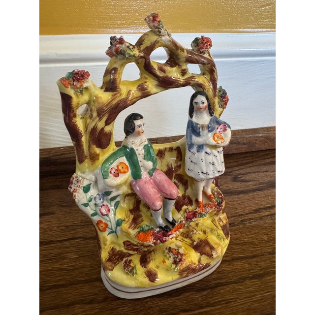 Antique Staffordshire Flatback figurine. This item is an antique 19th-century English Staffordshire pottery figural...