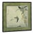 Late 20th Century East Asian Ink Wash Style Bird Painting in Green Silk Mat For Sale