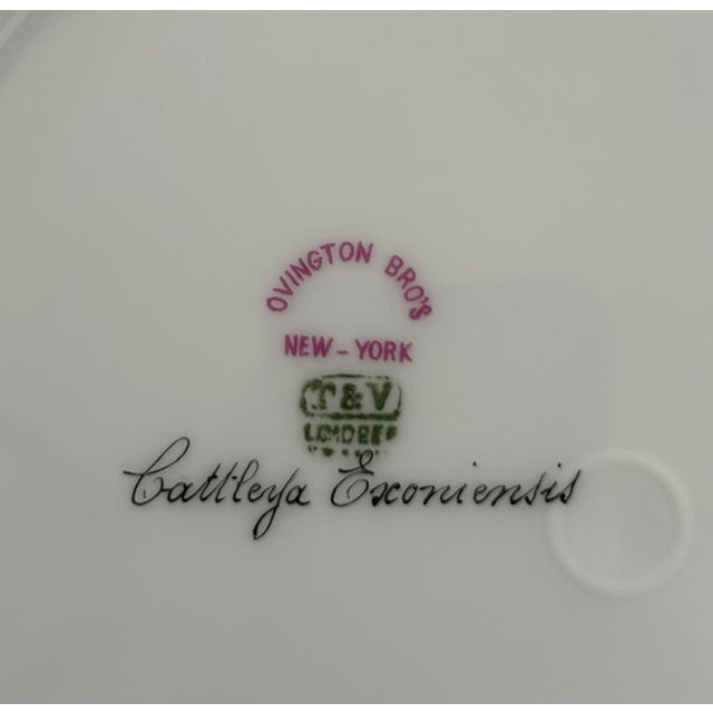 Set of 10 Antique T&v Limoges Hand-Painted Orchid Cabinet Plates for Ovington Bros., Circa 1895 For Sale - Image 11 of 12