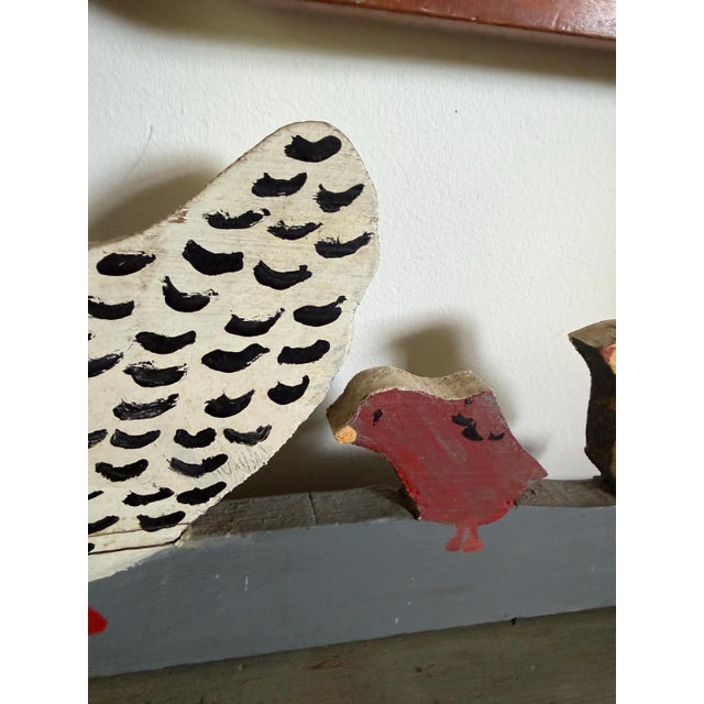 Folk Art Pennsylvania Primitive Whimsy Hand Painted Chickens Folk Art Plymouth Barred Rocks For Sale - Image 3 of 7