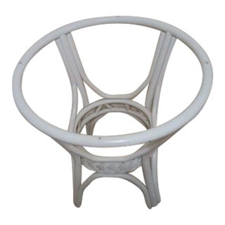 1970s Bamboo Tropical Style Dining Table Base No Glass Top White For Sale