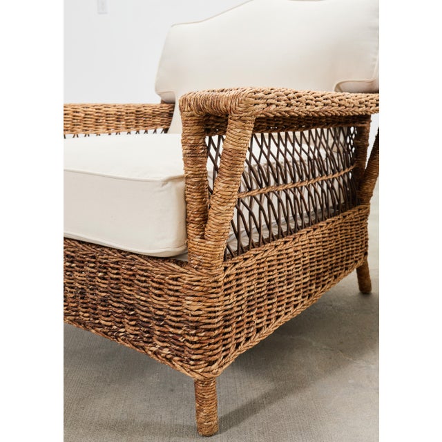 Pair of Ralph Lauren Organic Wicker Rope Armchairs + Ottoman For Sale - Image 14 of 18