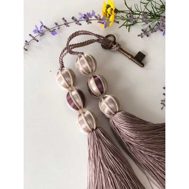 Beaded Satin Key Tassel in Lavender - Amethyst Color For Sale - Image 15 of 15