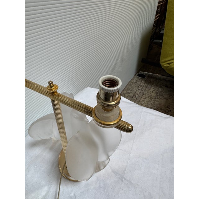 Mid 20th Century Lalique Ariane Glass Doves Table Lamp For Sale - Image 9 of 12