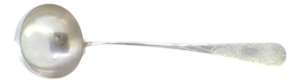 Shell-Shaped Silver Soup Ladle with Engraving and Monogram Card