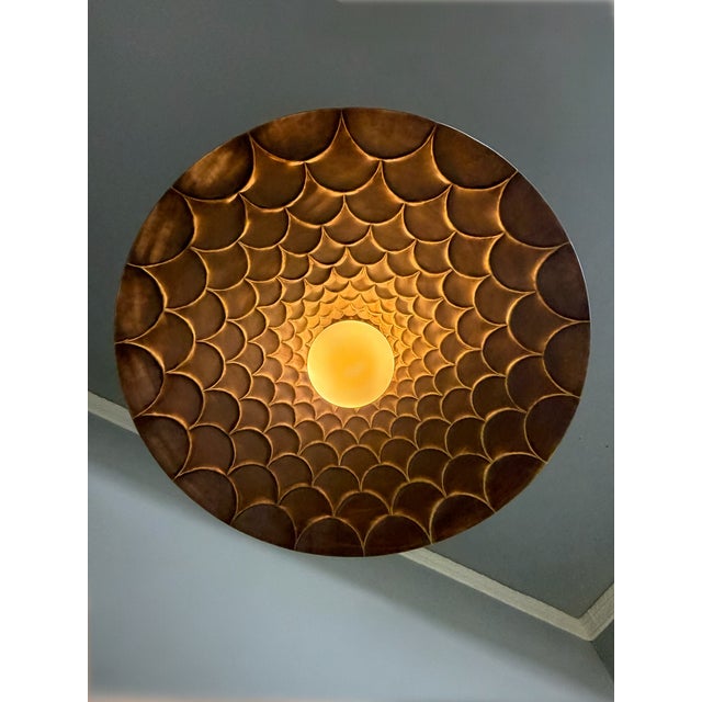 Fish Scales Style Brass Flush Mount Ceiling Light Fixture For Sale - Image 6 of 9