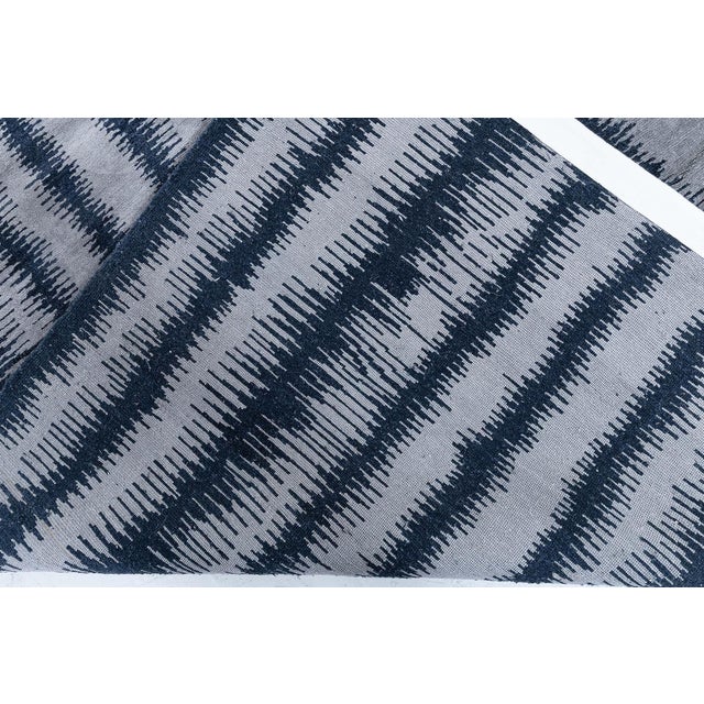 Modern Tibetan Silk “Car Wash” Striped Rug in Blue and Gray by Doris Leslie Blau For Sale - Image 9 of 9