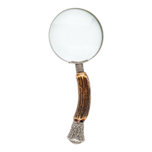 Antique English Silver & Stag Horn Magnifying Glass