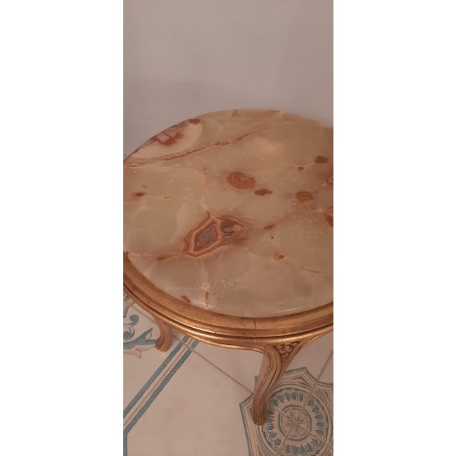 Baroque Baroque Coffee Table in Gold Wood and Onyx Top, 1965 For Sale - Image 3 of 5