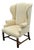 Late 20th Century Damask Upholstered Wingback Chair For Sale